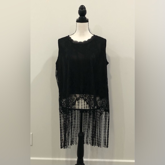 C.O.C. Lace Fringe Top - Picture 1 of 4